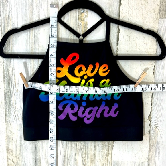 Spencer’s Y Back Crop Sports Tank Top Size Medium LOVE Rainbow LGBTQ - Picture 3 of 9